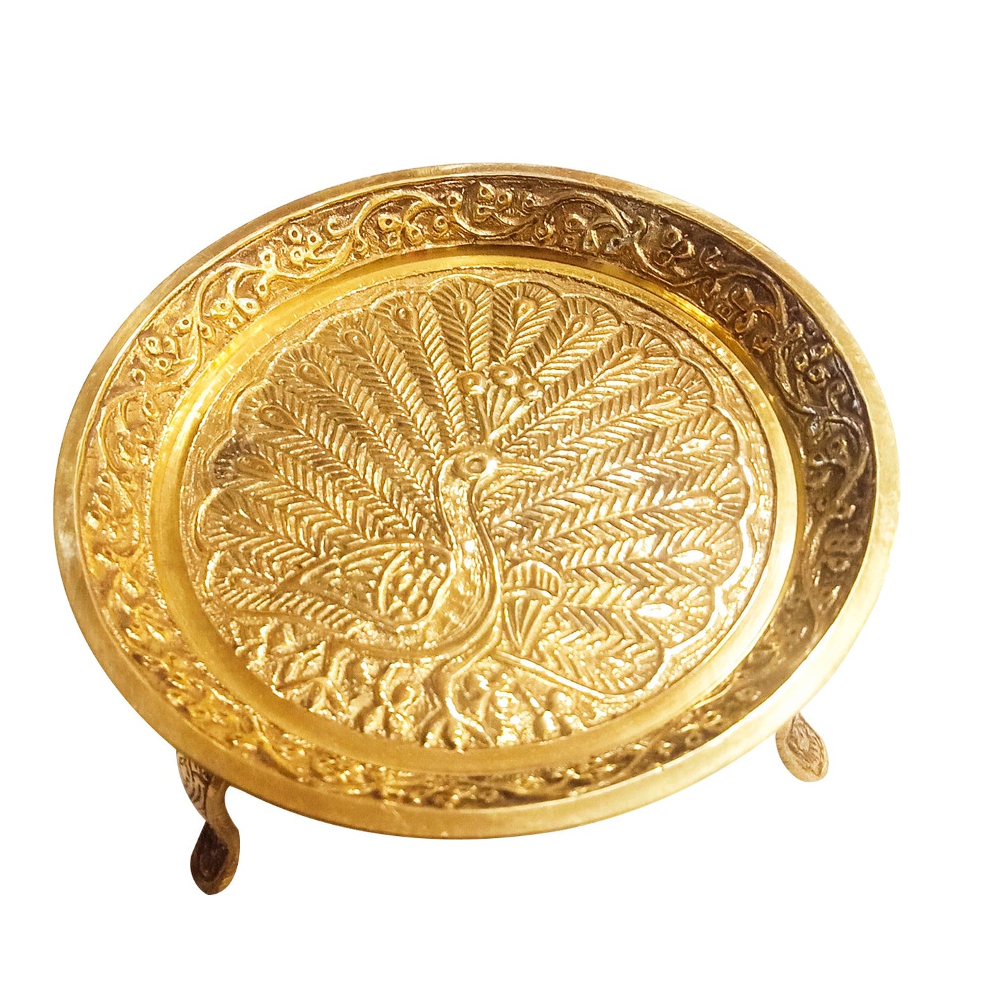 Brass Peacock Plate for Pooja Items / Bhog / Prasad