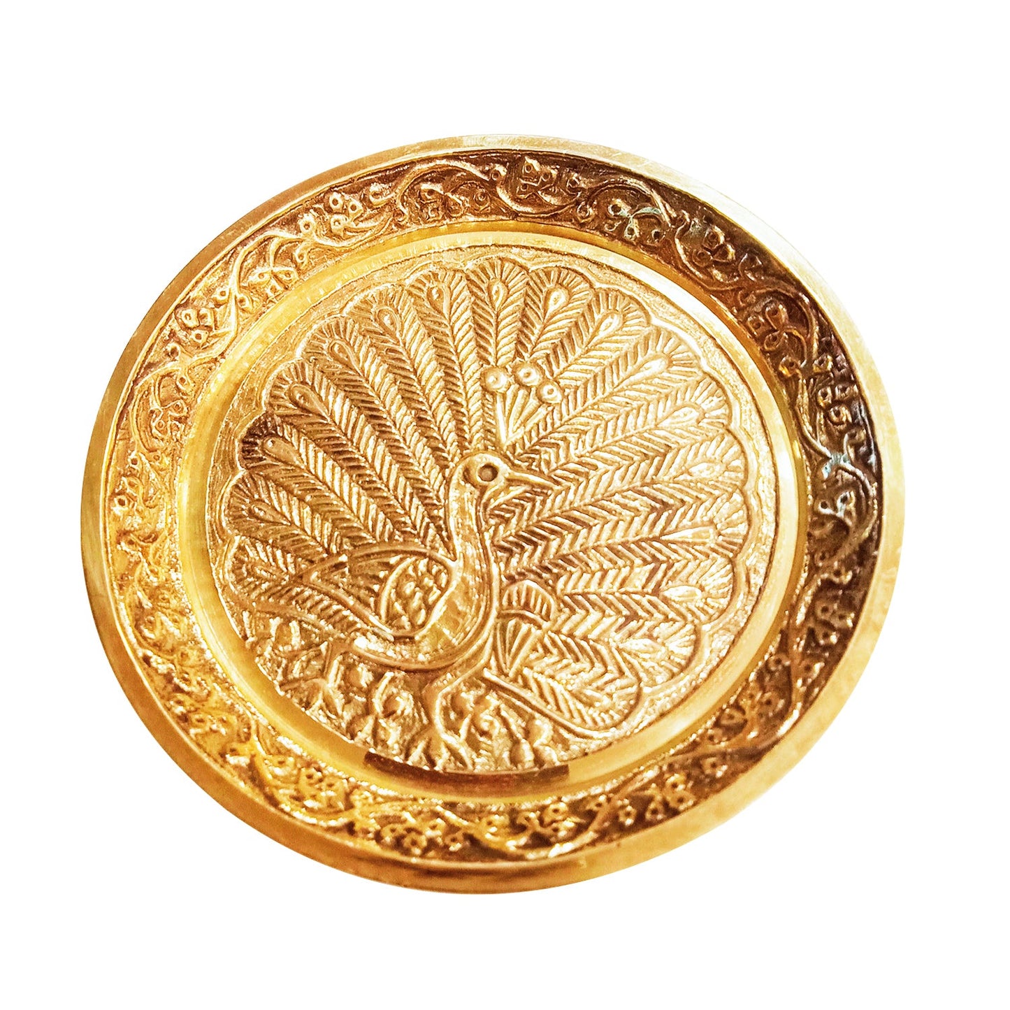 Brass Peacock Plate for Pooja Items / Bhog / Prasad