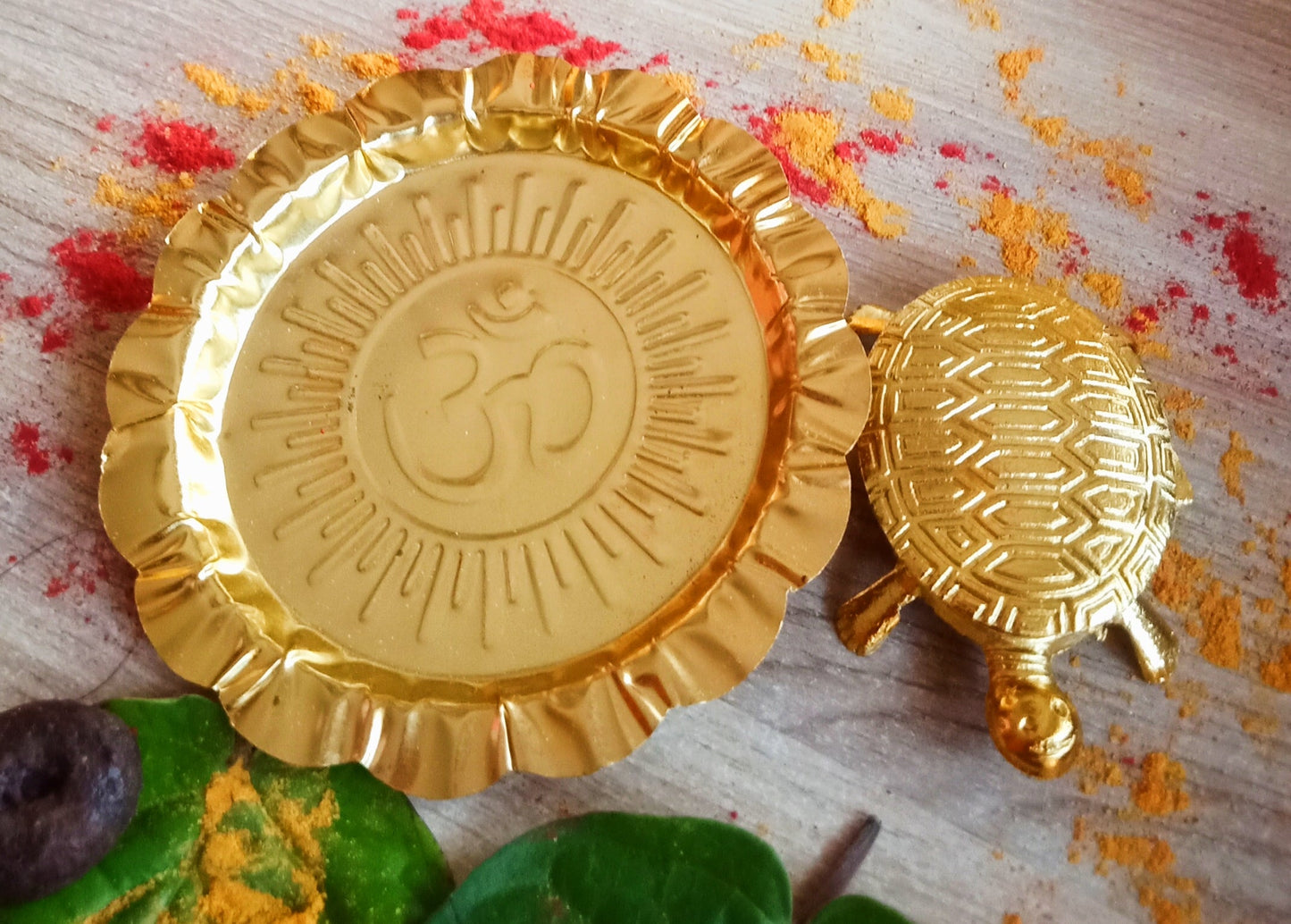 Brass Feng Shui Vastu Turtle Tortoise with Plate (4 Inches)