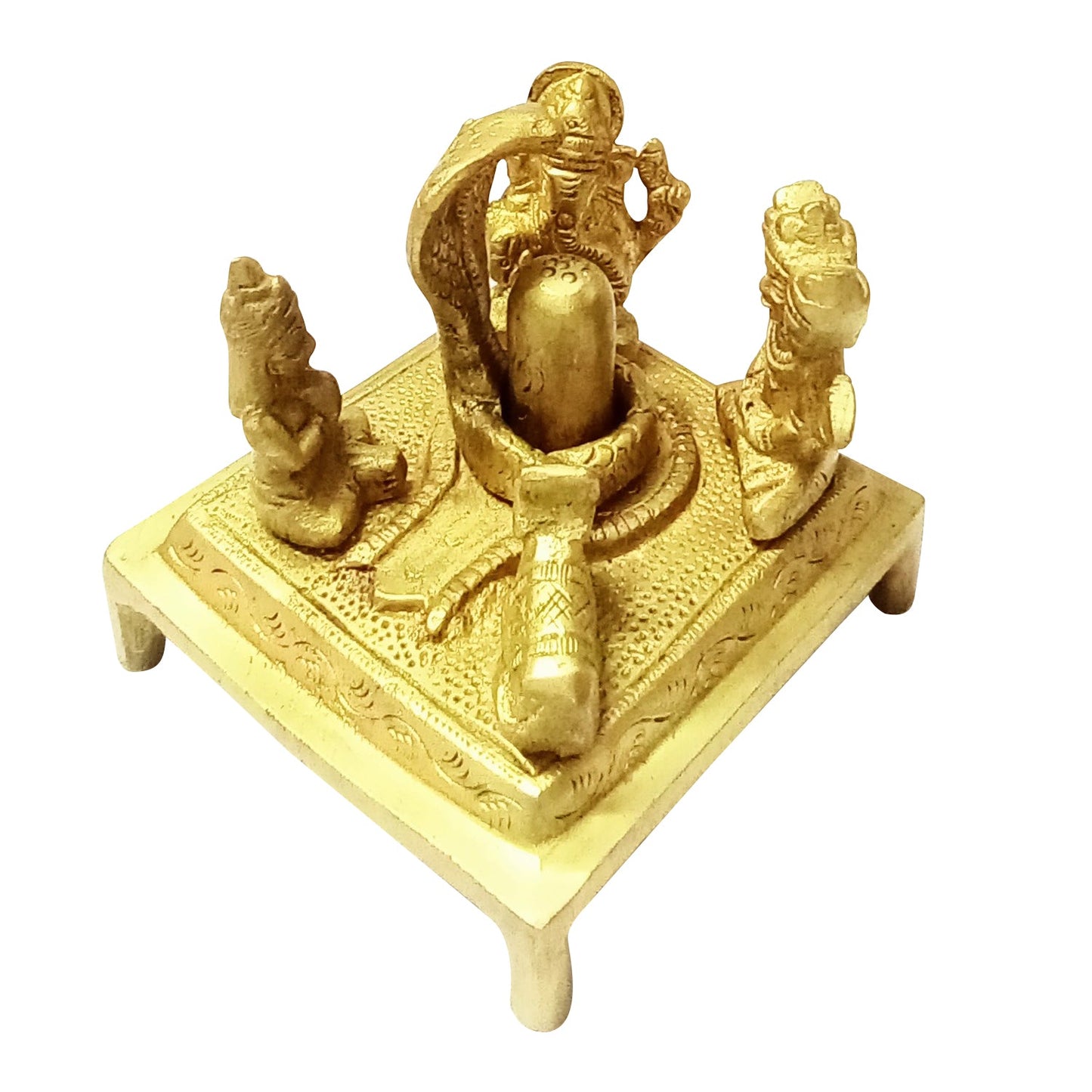 Shiv Parivar with Shivling, Shri Kartikeya, Ganesh, Mata Parvati and Nandi (3.5 Inches X 3.5 Inches) - 750 gms