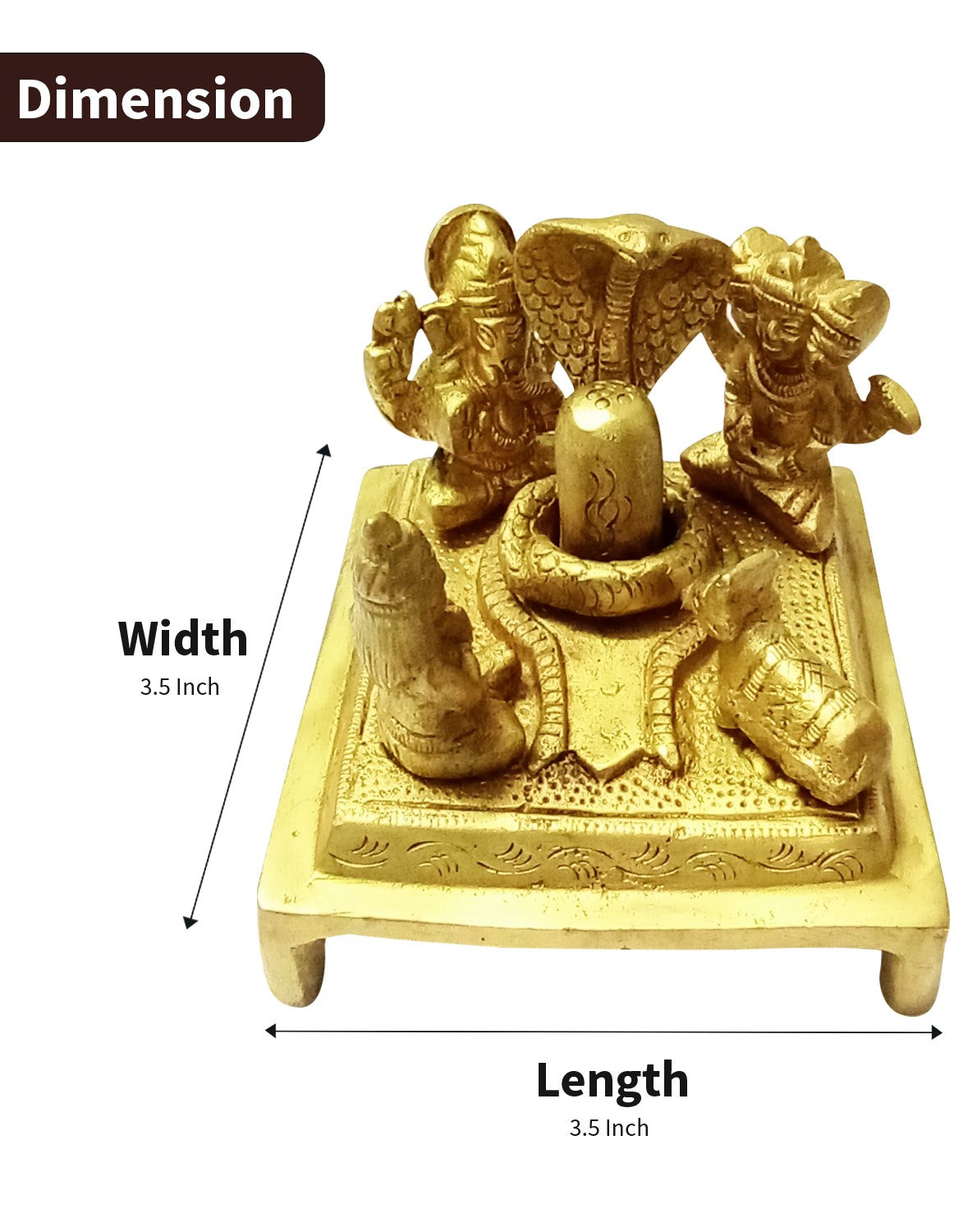 Shiv Parivar with Shivling, Shri Kartikeya, Ganesh, Mata Parvati and Nandi (3.5 Inches X 3.5 Inches) - 750 gms