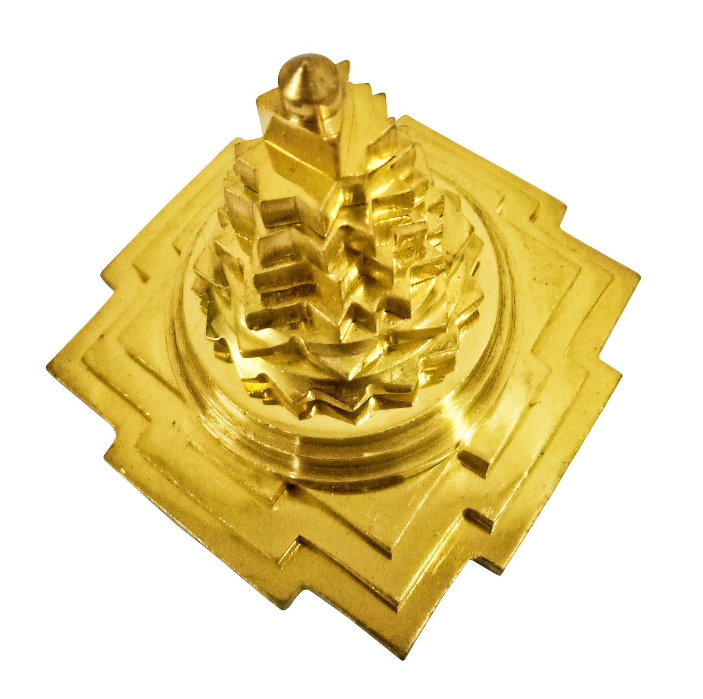 Yantra 3D Brass Meru Sree Yantra for Home Pooja Health Wealth and Prosperity (3 Inches * 3 Inches)