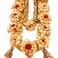 Handcrafted sandalwood mala with red flowers for pooja and home temple