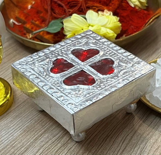 Silver Color Wooden Chowki