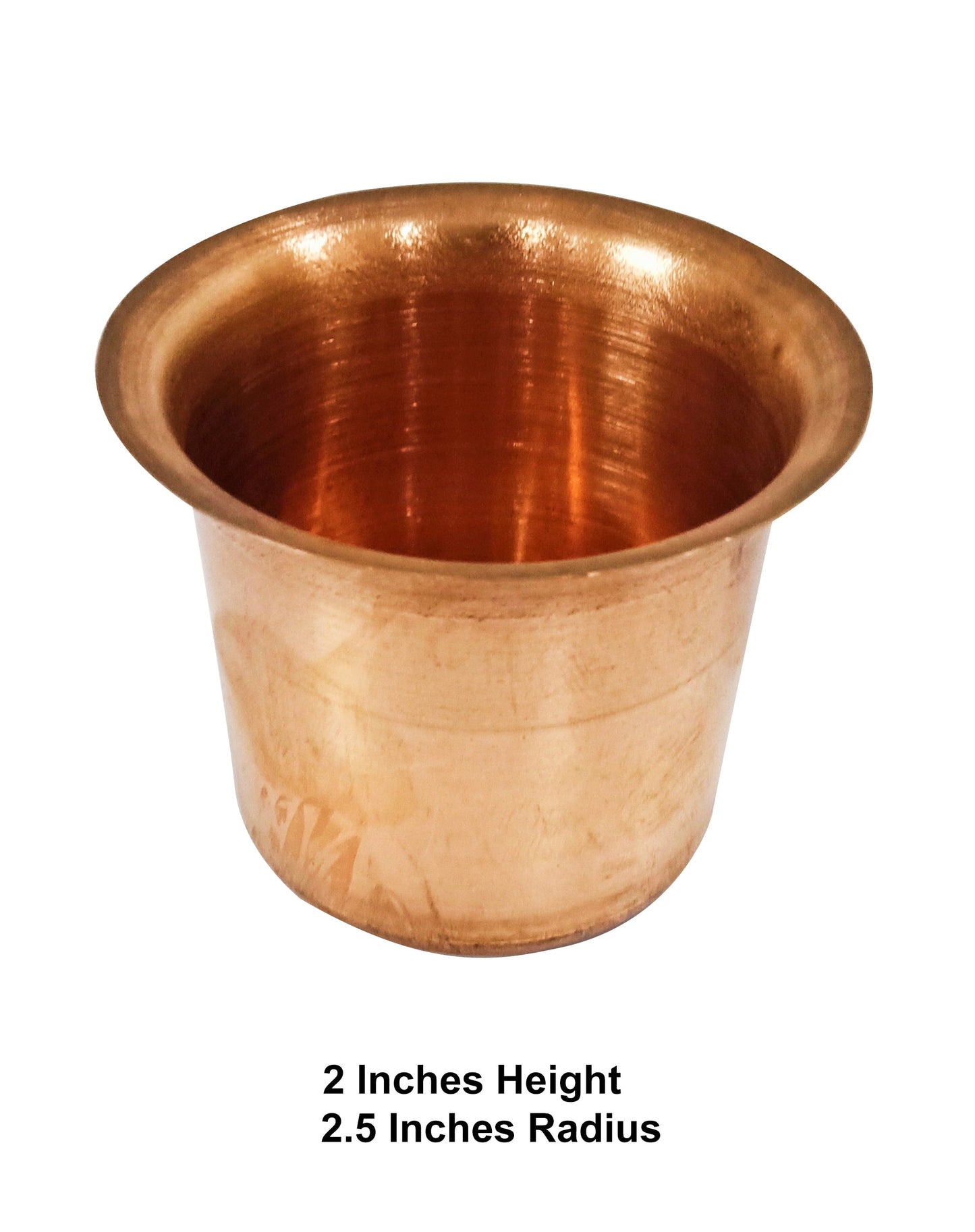 Copper 9 Inch Pooja Thali Set (Round Plate, Panch Patra, Copper Spoon, Copper Glass, Copper Diyas, Small Prasad Plates, 1 Copper Lota) - 9 pcs