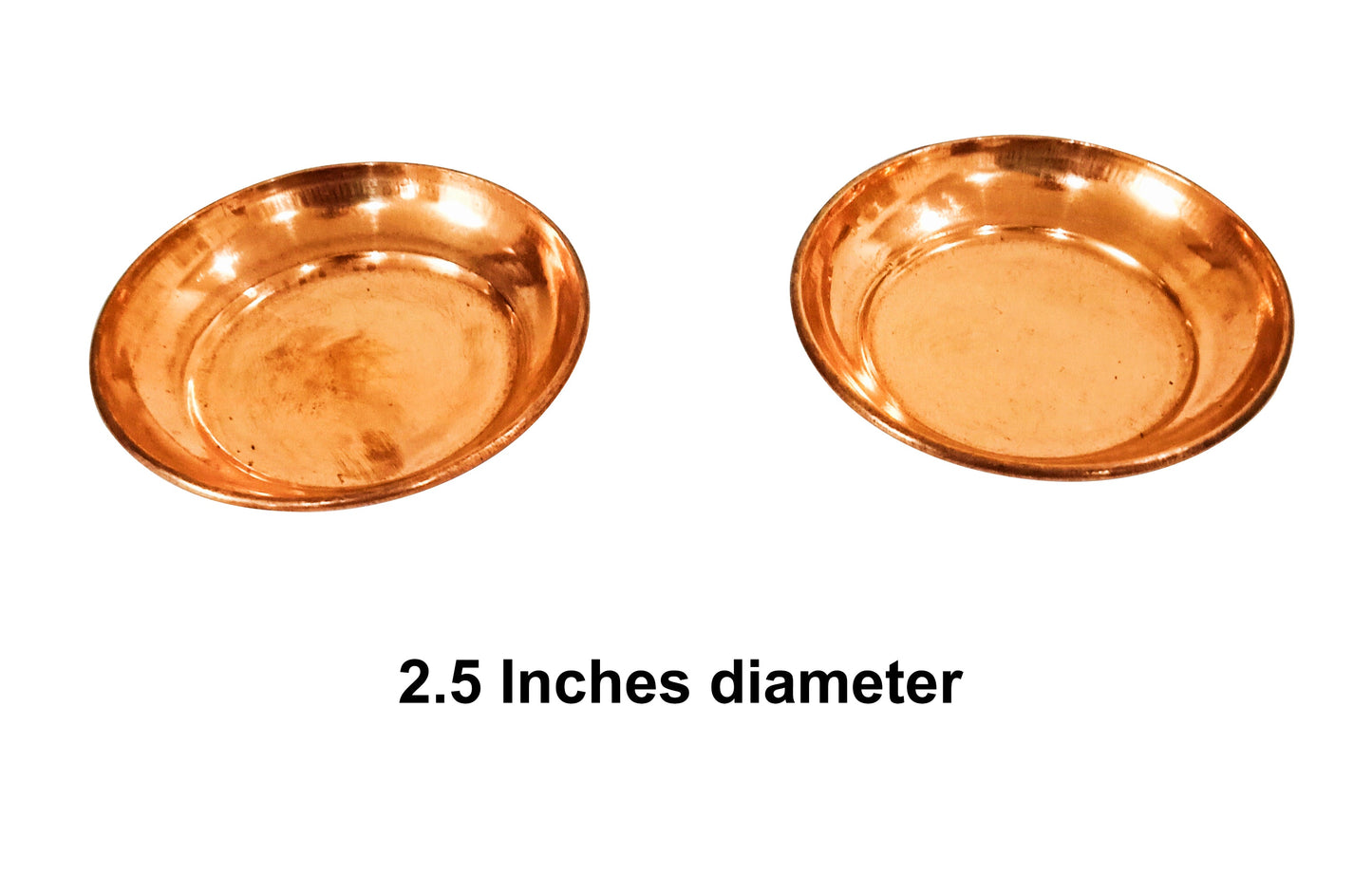 Copper 9 Inch Pooja Thali Set (Round Plate, Panch Patra, Copper Spoon, Copper Glass, Copper Diyas, Small Prasad Plates, 1 Copper Lota) - 9 pcs