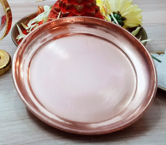 Copper Hand Plate for Pooja - Pack of 2