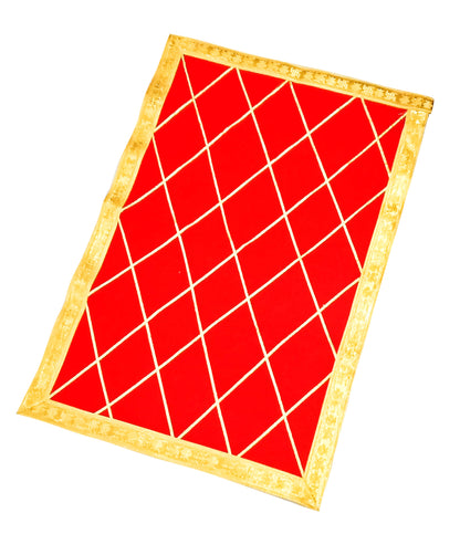 Designer velvet Aasan cloth used to place deities and Pooja Samagri, enhancing the beauty of the prayer area.