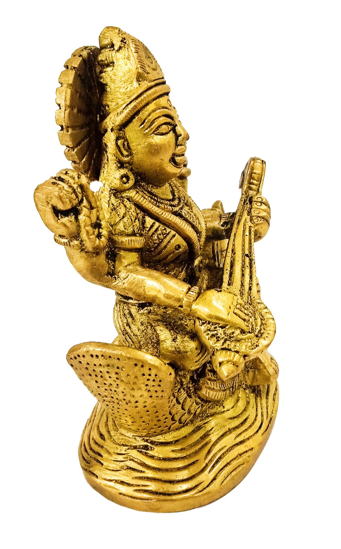 Devi Saraswati Brass Idol - 670 gms (3 Inches * 4 Inches)