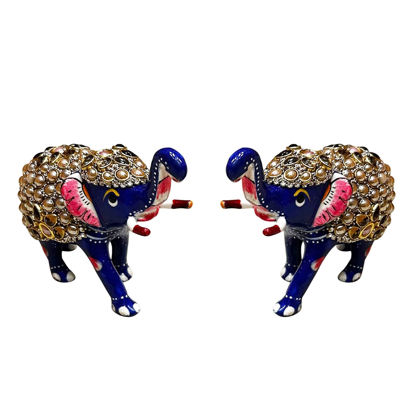 Handicraft Handmade Meenakari Elephants Decorative Showpiece (Pack of 2)