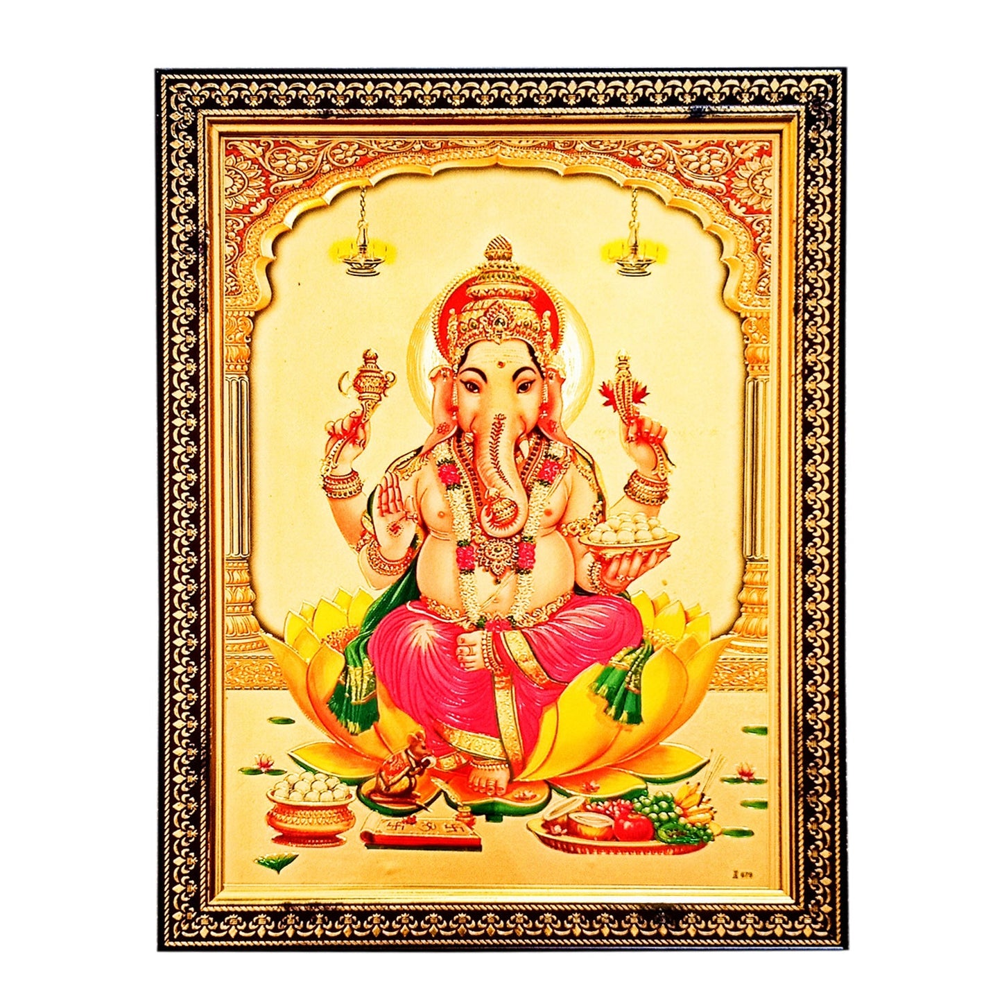 Ganpati / Lord Ganesha Golden Photo Frame (10 Inches * 12.5 Inches)