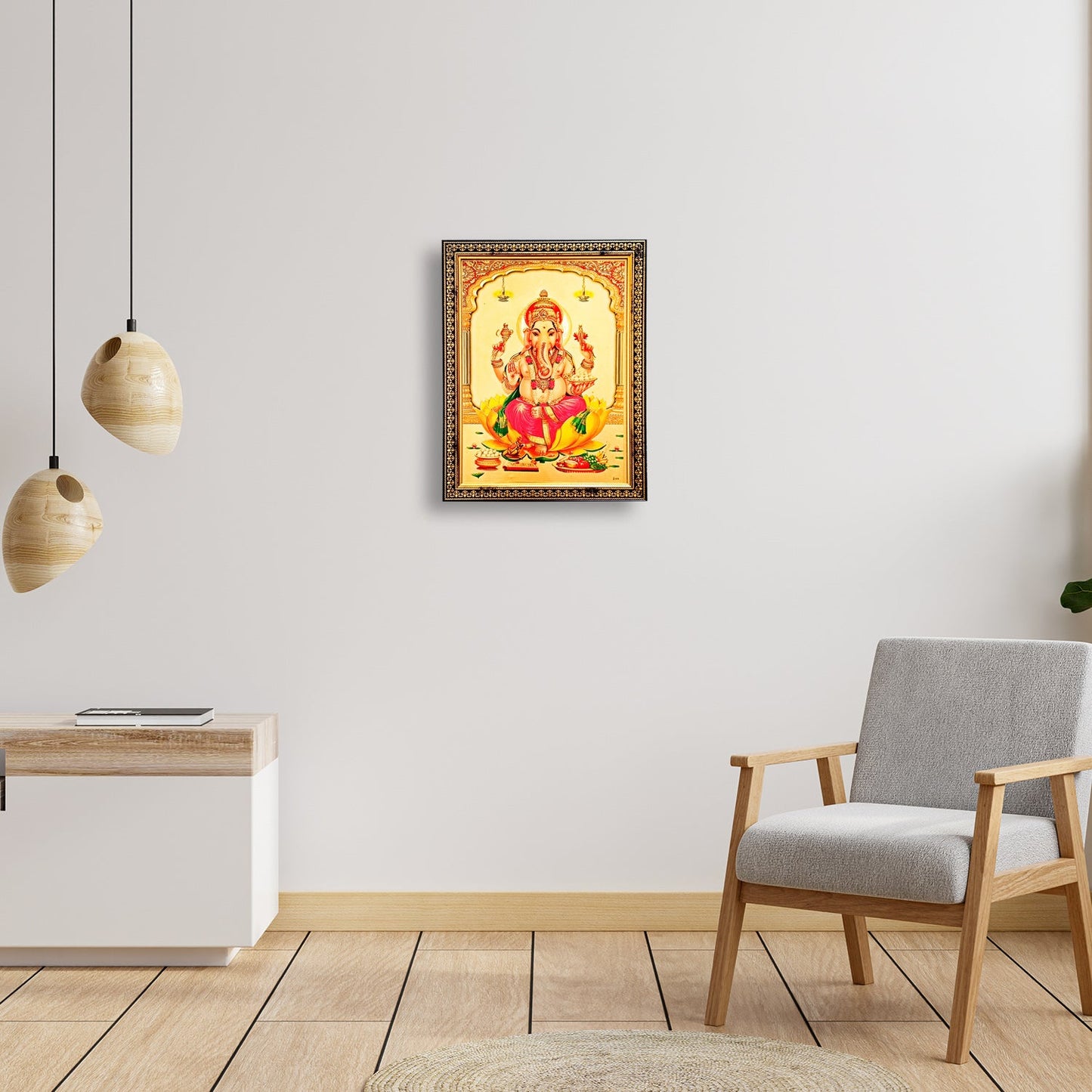 Ganpati / Lord Ganesha Golden Photo Frame (10 Inches * 12.5 Inches)