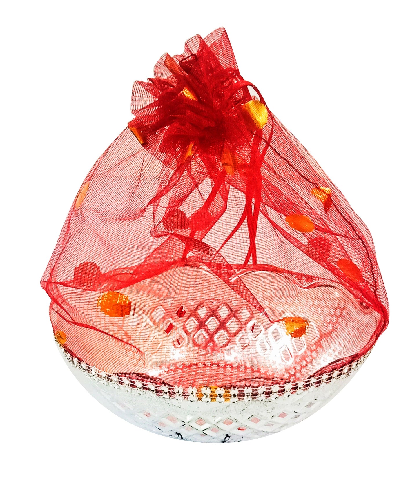 Handmade Decorated Round Gift Packaging Basket with Readymade Net Packing | Gift / Vegetable Bags with Net (Pack of 3)