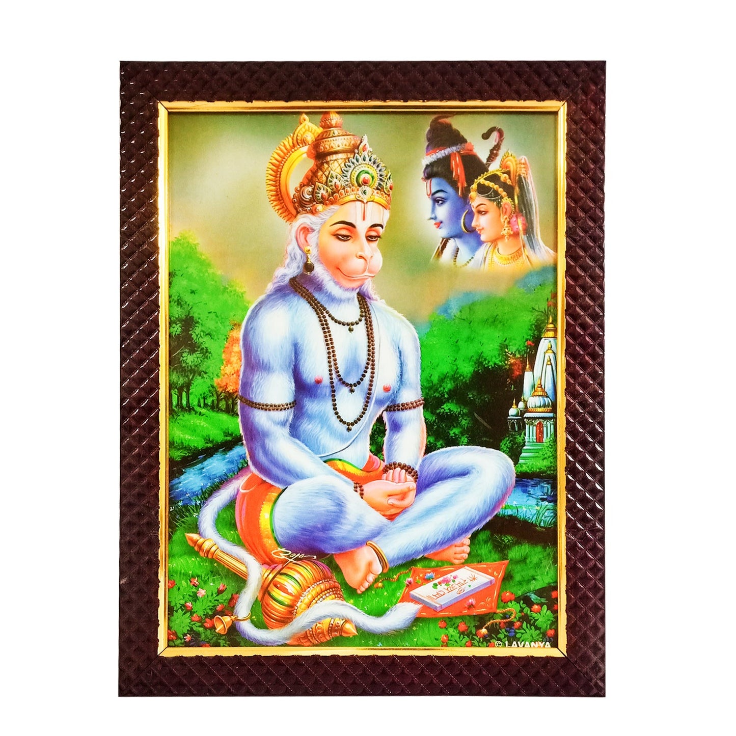 Hanuman Ji Meditating Religious Photo Fram for Worship/Pooja - 10 Inches * 12 Inches