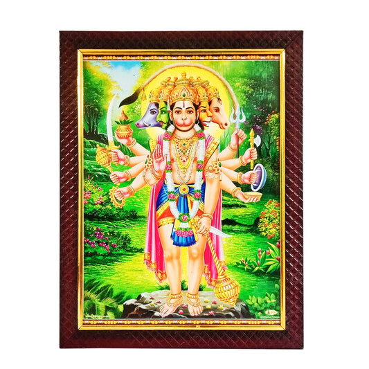 HanumanJi Panchmukhi Standing Photo Frame with Acrylic Sheet for Worship / Pooja (10 Inches * 12.5 Inches)