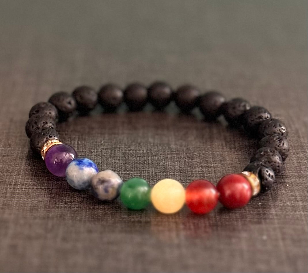 Bracelet Divine 7 chakras with Lava Stone Reiki Healing and Protection Bracelet