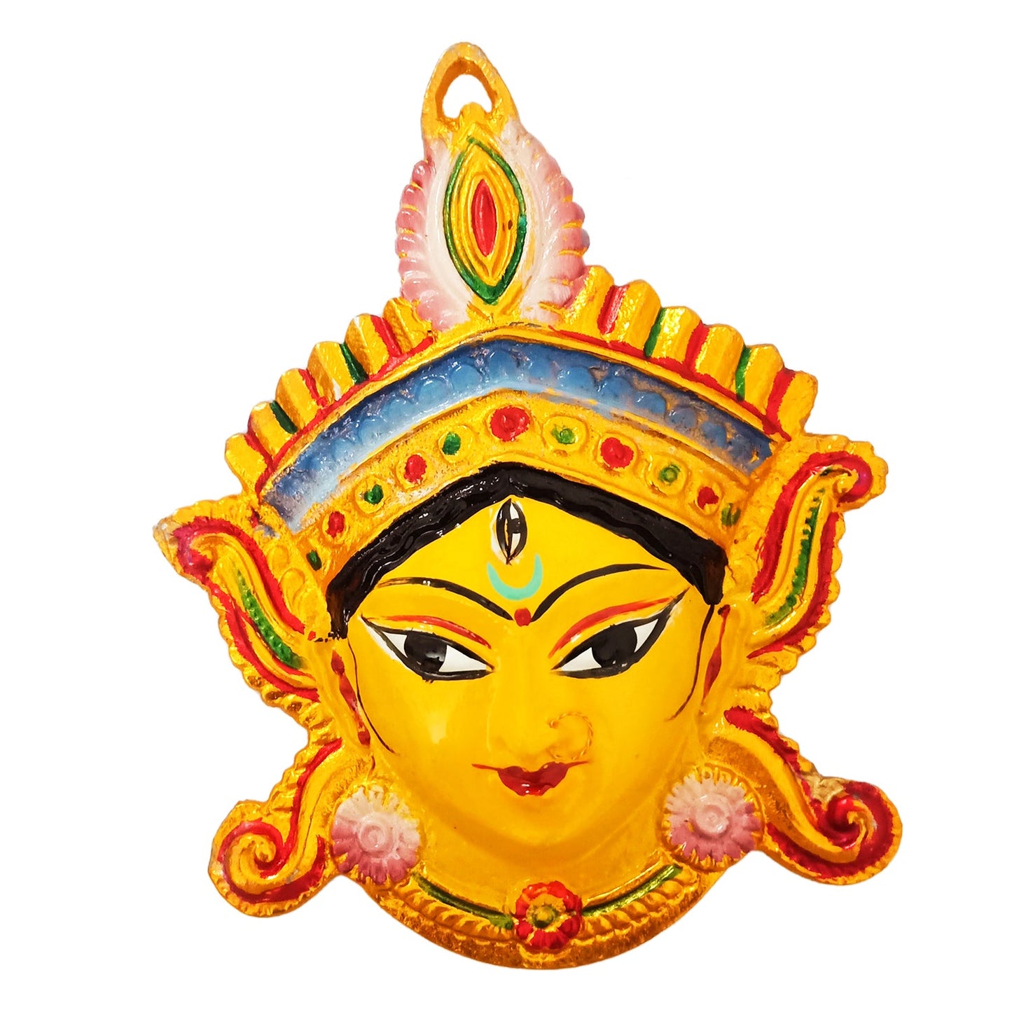 Maa Kali Maha Kaali Metal Face / Nazar Battu Evil Eye Protector / Vastu Wall Hanging Decor for your Pooja Ghar, Home, Shop