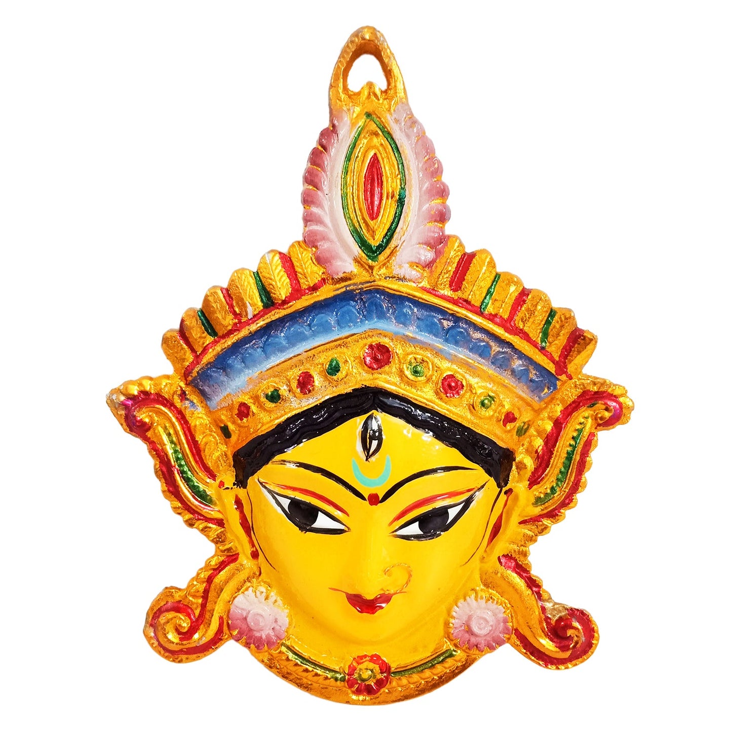 Maa Kali Maha Kaali Metal Face / Nazar Battu Evil Eye Protector / Vastu Wall Hanging Decor for your Pooja Ghar, Home, Shop