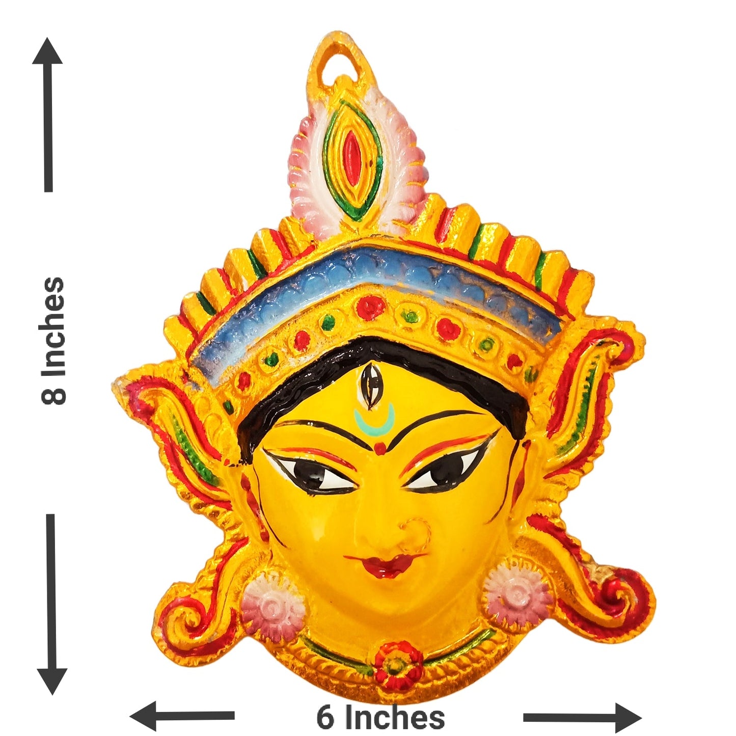 Maa Kali Maha Kaali Metal Face / Nazar Battu Evil Eye Protector / Vastu Wall Hanging Decor for your Pooja Ghar, Home, Shop