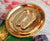 Brass Maa Laxmi Charan Paduka with Plate / Diwali Pooja Article / Feng Shui Home and Office (4 Inches)
