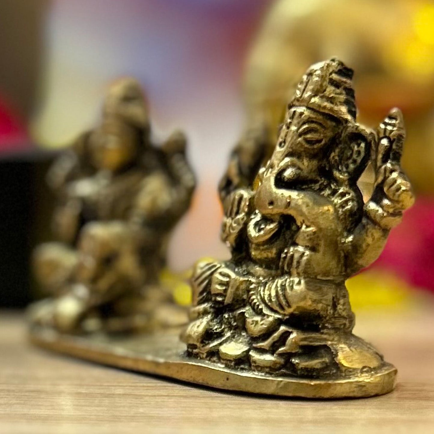 Laxmji Ganesh Ashtdhatu Brass Idol  for your Pooja Ghar / Home / Office - 225 gms (2 Inches H * 3 Inches L * 1.5 Inches W)