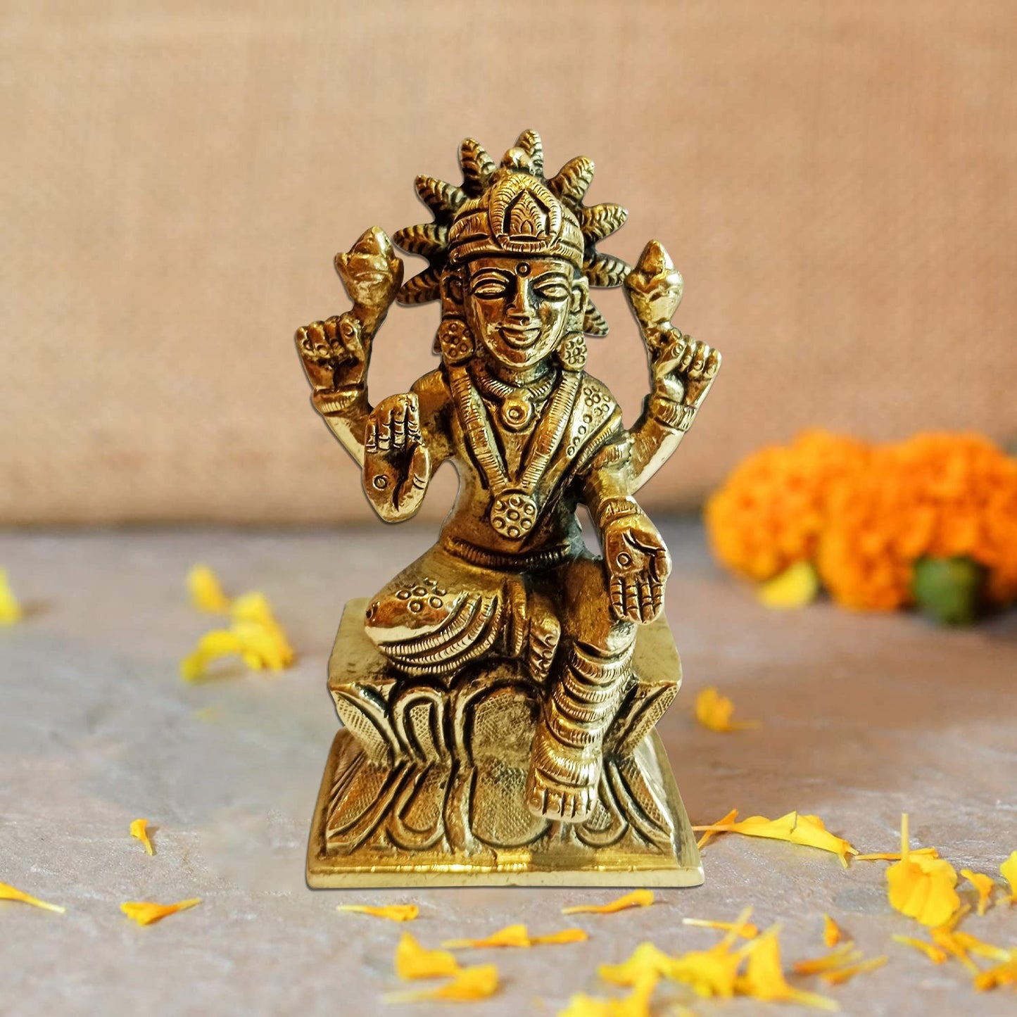 Laxmji Idol Ashtdhatu for your Pooja Ghar / Home / Office (4 Inches H * 2 Inches L)