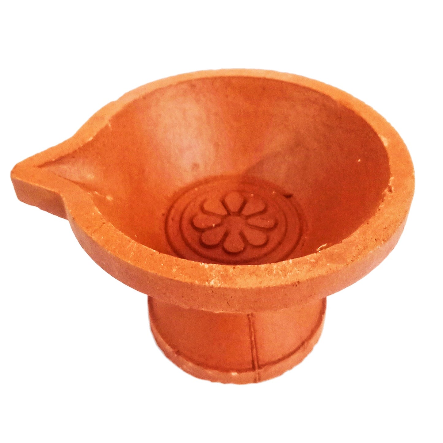 Mud Diya with Stand for Pooja at your Home / Office / Temple - Pack of 2