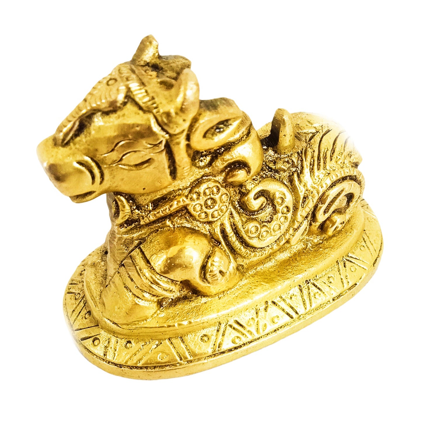 Hindu Divine Bull Sri Nandi Brass Idol For Temple, Pooja Room at Home / Office for Money / Wealth / Good Luck / Prosperity (3Inches *2 Inches)