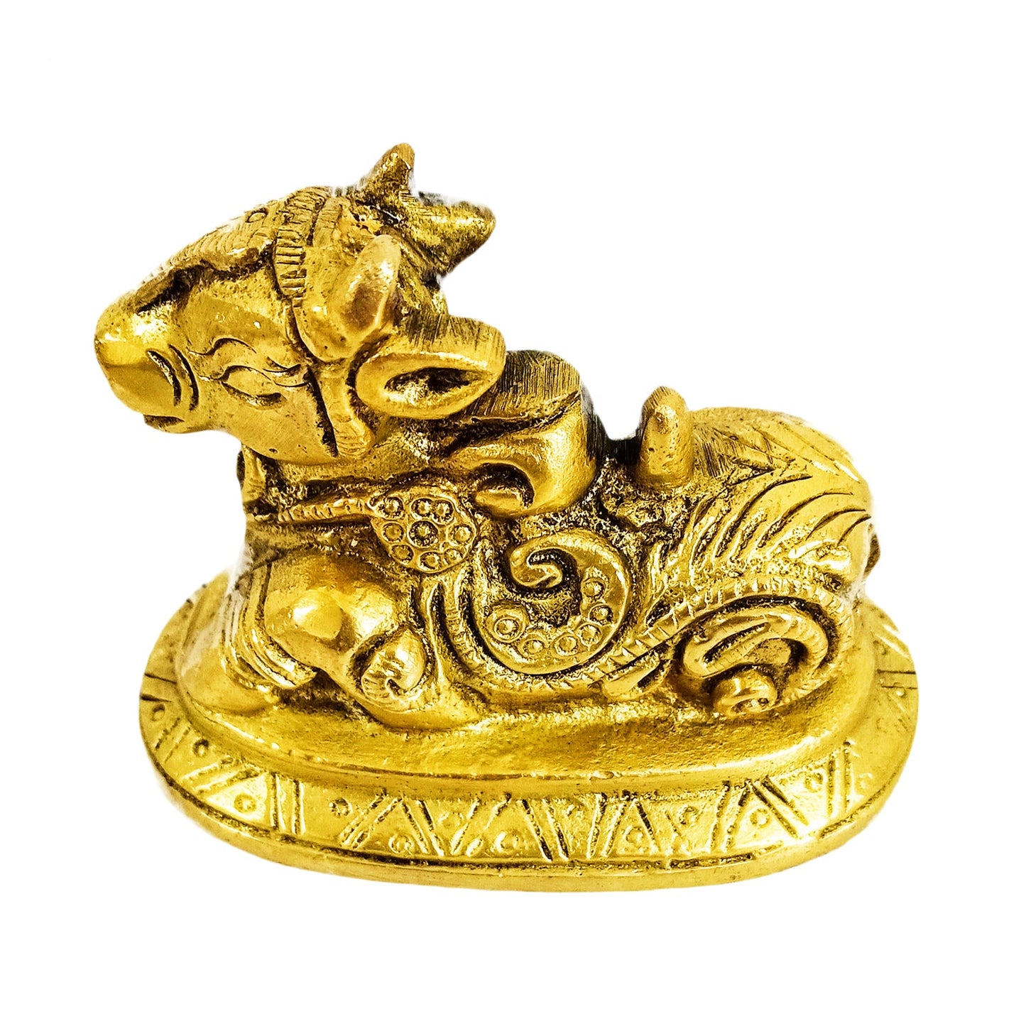 Hindu Divine Bull Sri Nandi Brass Idol For Temple, Pooja Room at Home / Office for Money / Wealth / Good Luck / Prosperity (3Inches *2 Inches)