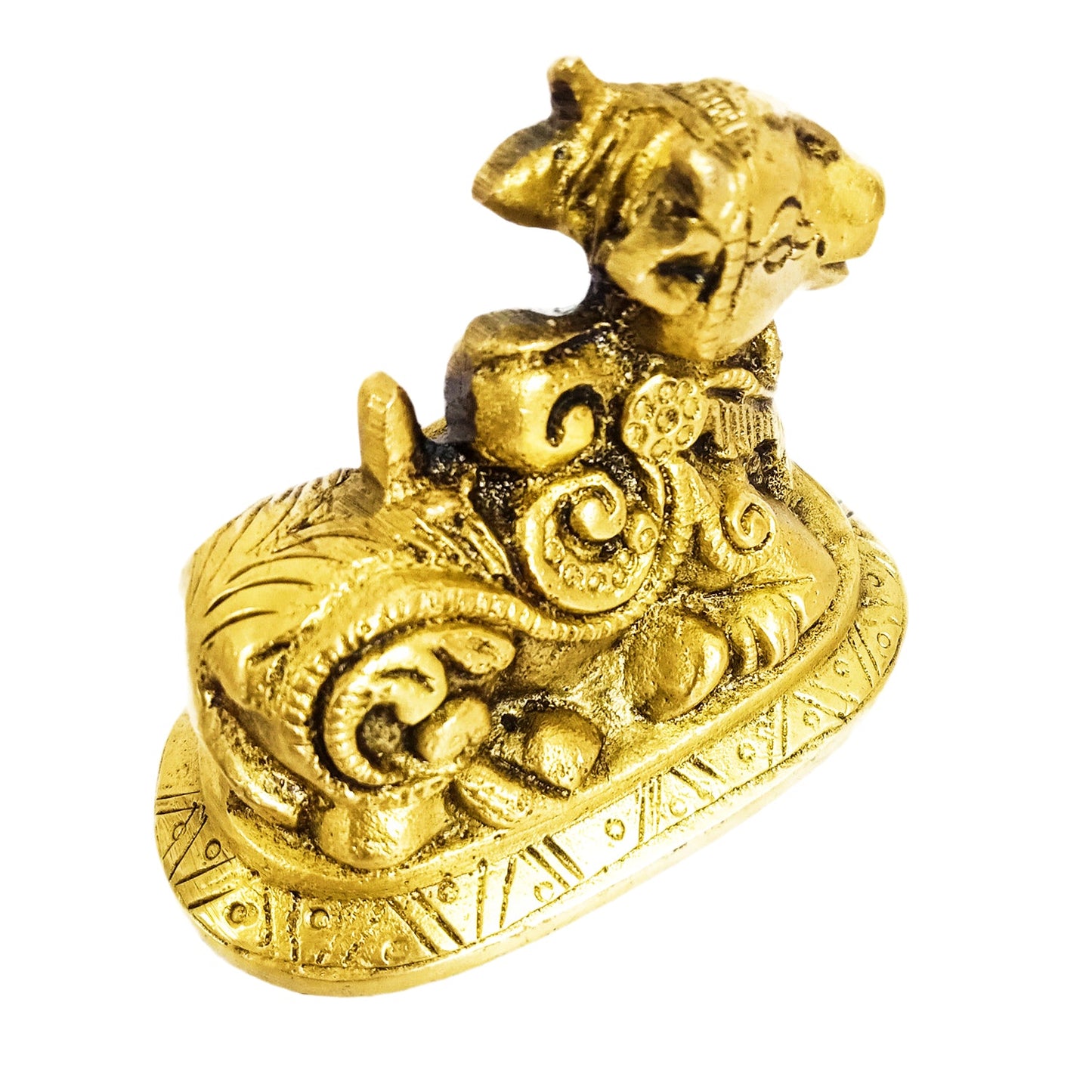 Hindu Divine Bull Sri Nandi Brass Idol For Temple, Pooja Room at Home / Office for Money / Wealth / Good Luck / Prosperity (3Inches *2 Inches)