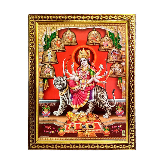 Durga Devi NavDurga / Ma Ambe / Sherawali Ma Photo Frame (10 Inches * 12.5 Inches)