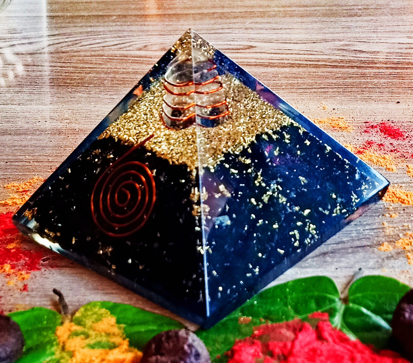 Pyramid Orgone Black Tourmaline (7cms L * 7 cms B * 6 cms H)