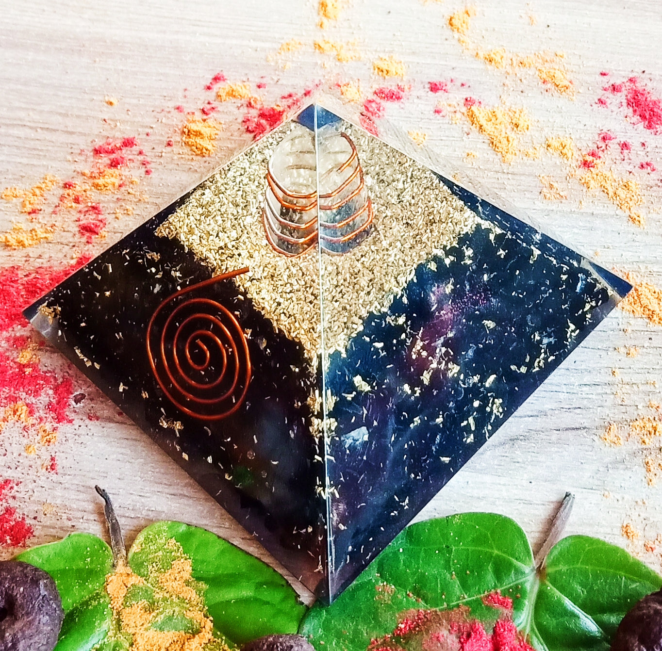 Pyramid Orgone Black Tourmaline (7cms L * 7 cms B * 6 cms H)