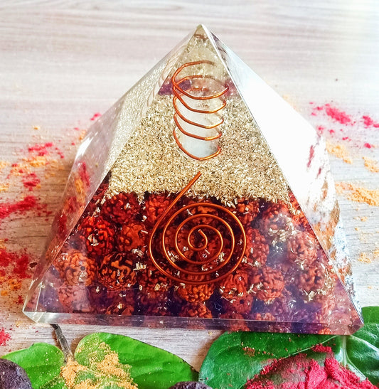 Pyramid Orgone / Reiki Crystal Healing Chakra/ Rudraksh (7cms L * 7 cms B * 6 cms H)