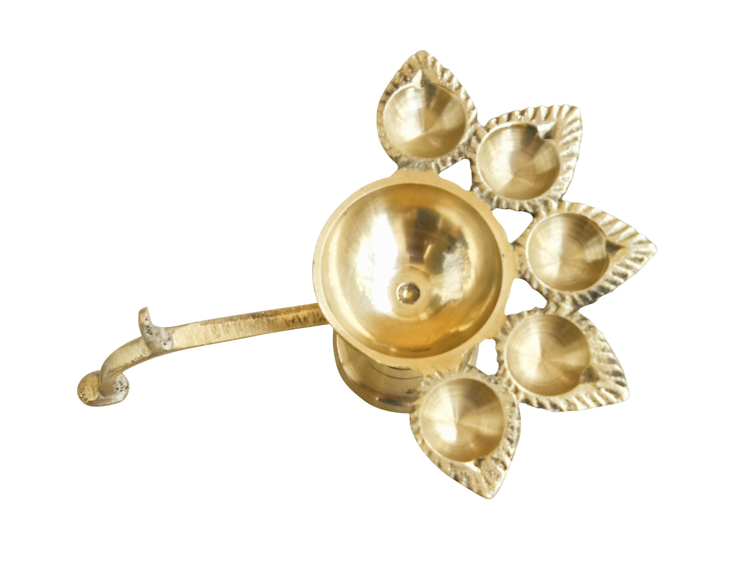 Brass Diya Panchdeep Aarti Diya with Brass Handle for Pooja and Aarti