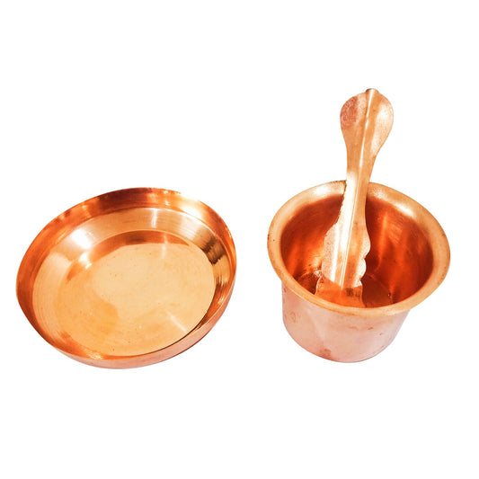 Copper Panch Patra with Achmani Pali and Copper Plate