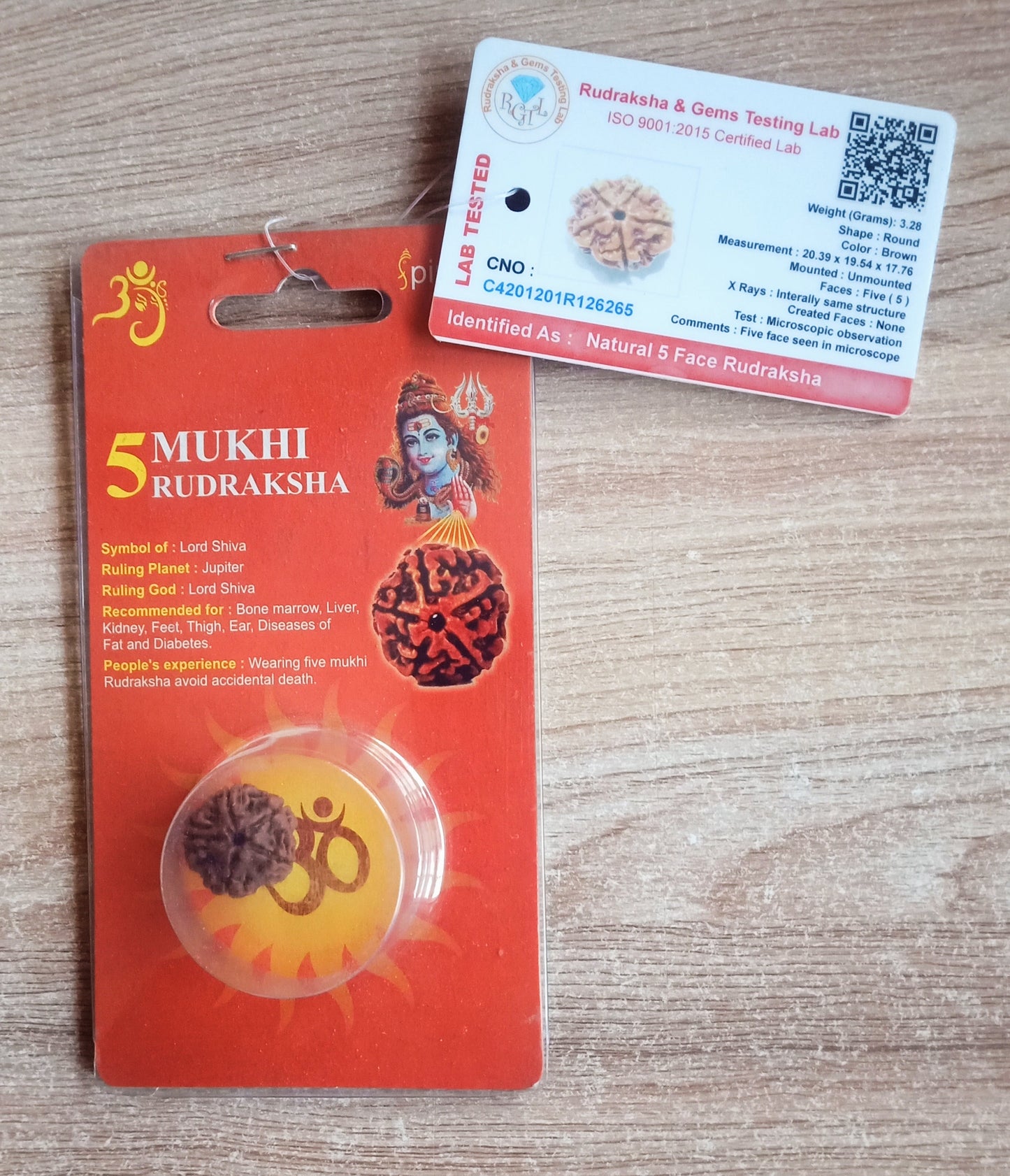 Rudraksha Original Certified 5 Face Rudraksha