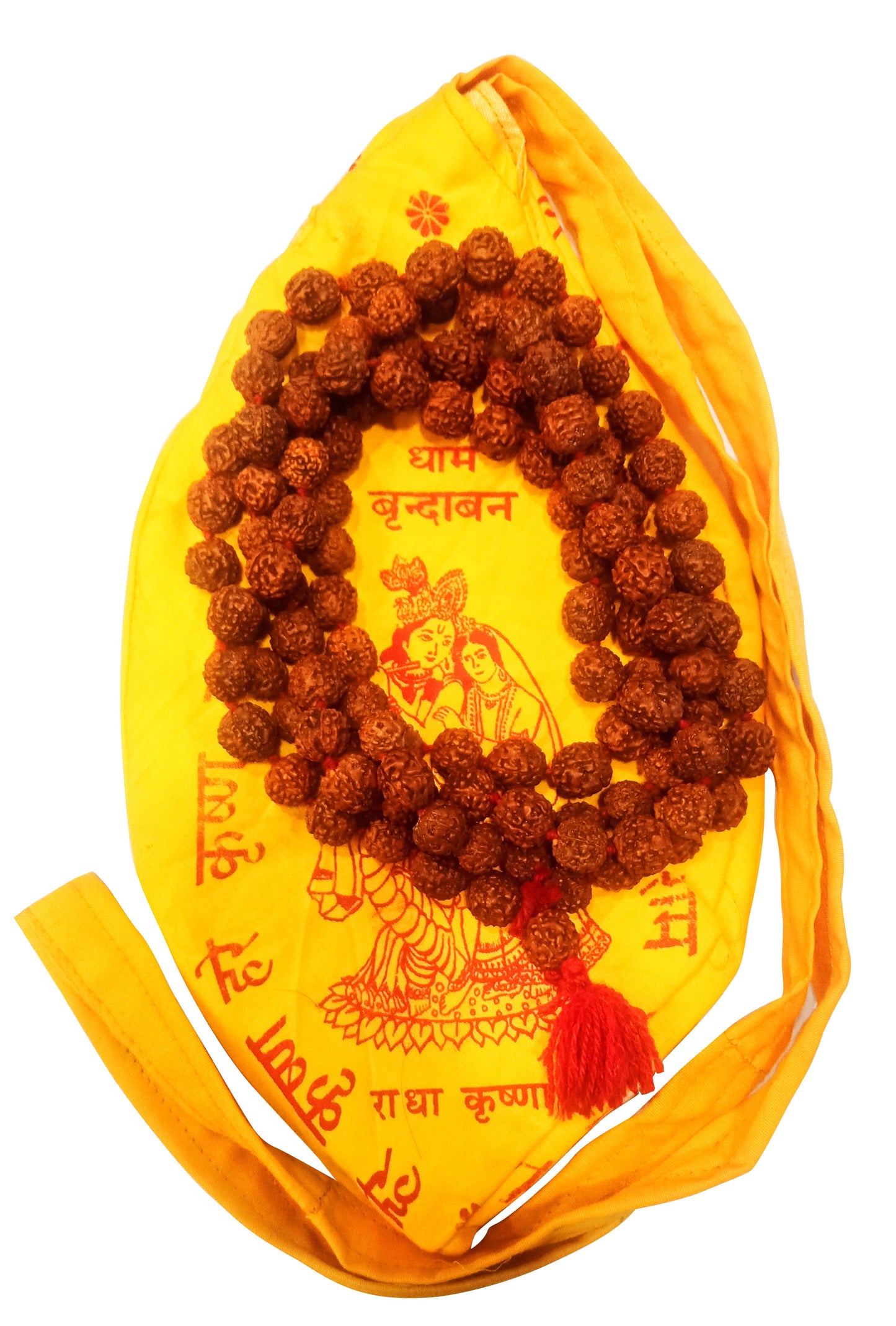 Jaap Mala Natural Rudraksh Jaap Mala, 108 Beads with Gaumukhi Jaap Mala Bag