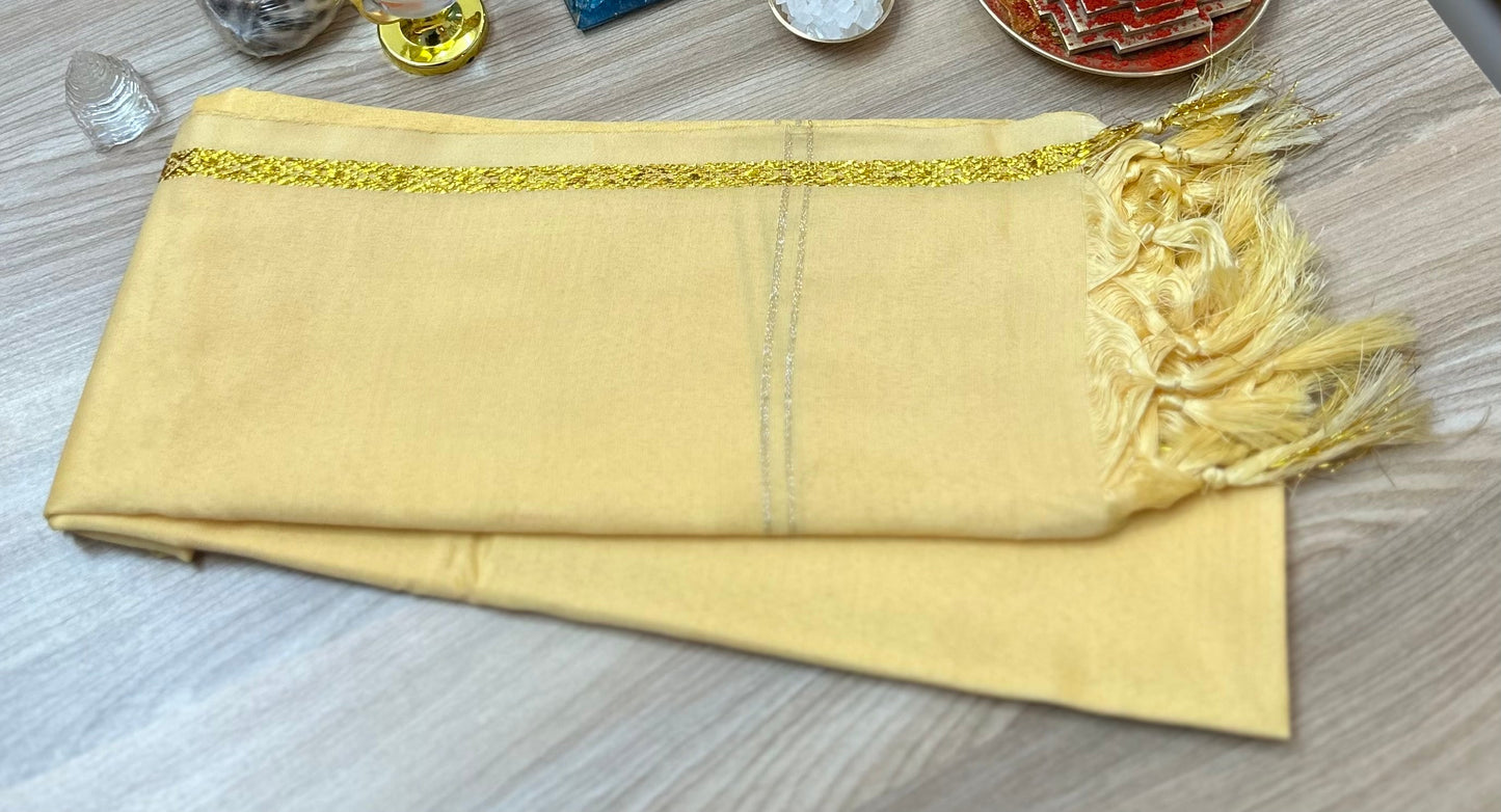 Pooja Angvastram / Silk Shella, Cream Color (26 Inches * 60 Inches)