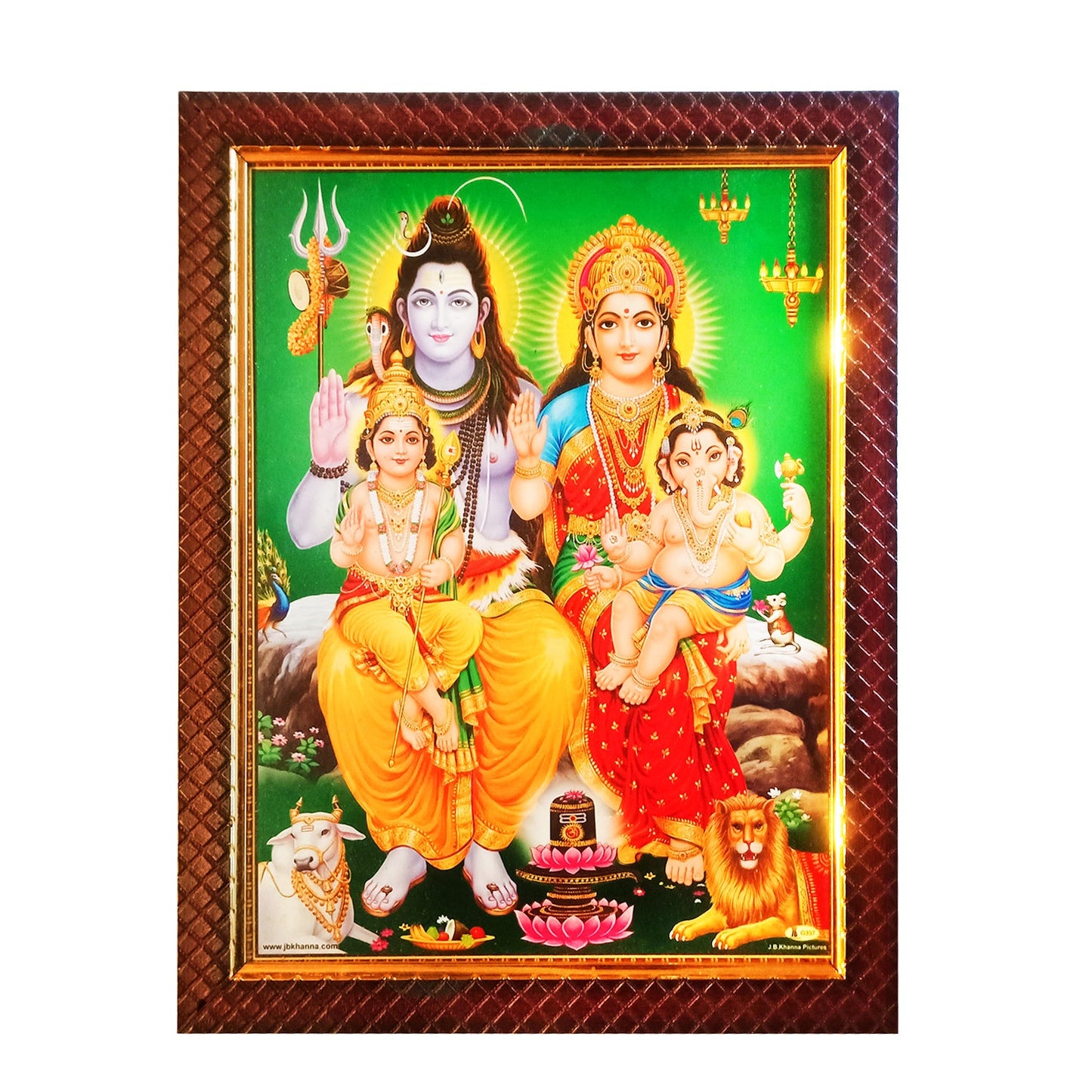 Lord Shiva Pariwar (Shiv Shankar, Maa Parvati, Ganesh, Karthik) Photo Frame for Temple Home Office (10 Inches x12.5 Inches)