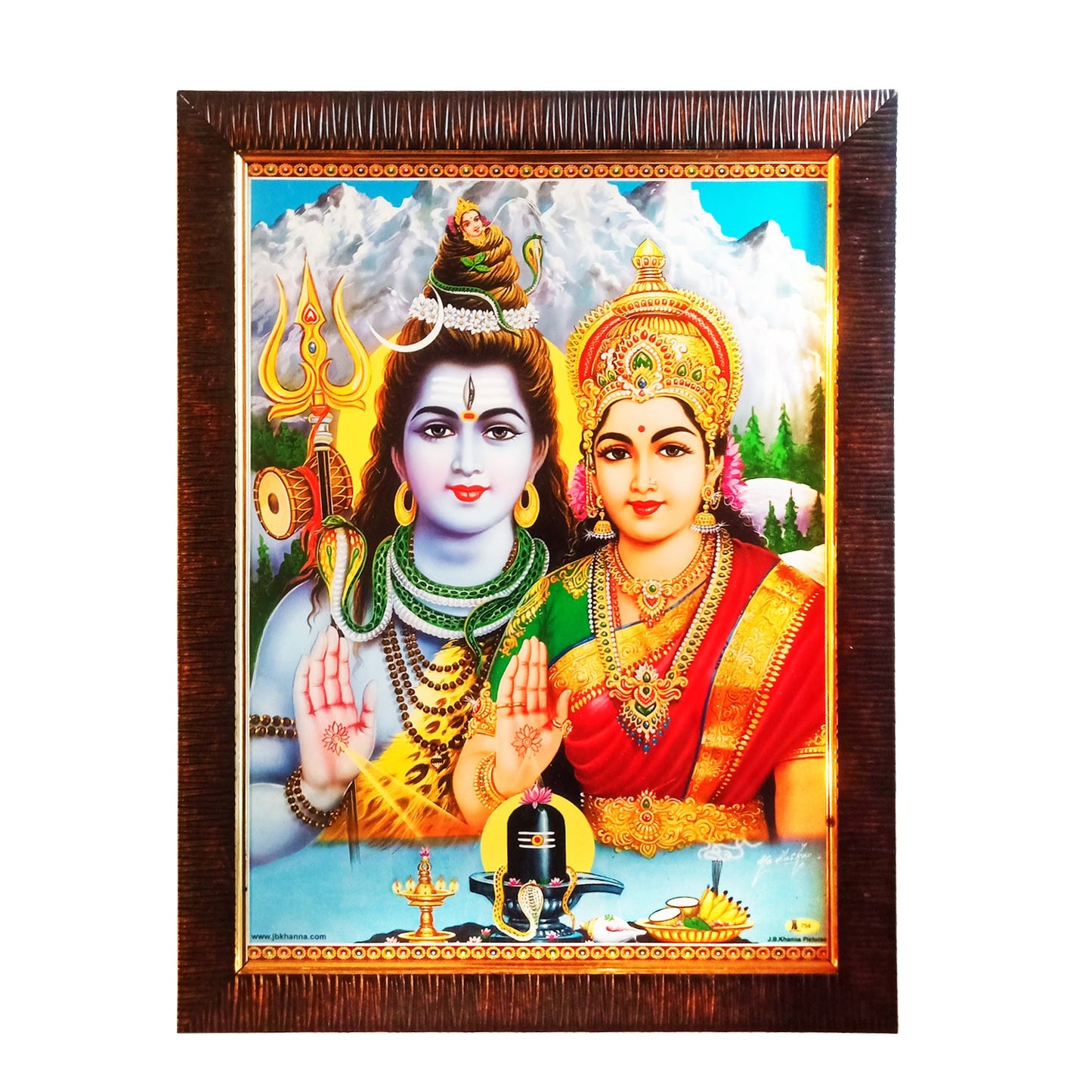 Lord Shiva Maa Parvati Photo Frame for Temple Home Office (10 Inches * 12.5 inches)