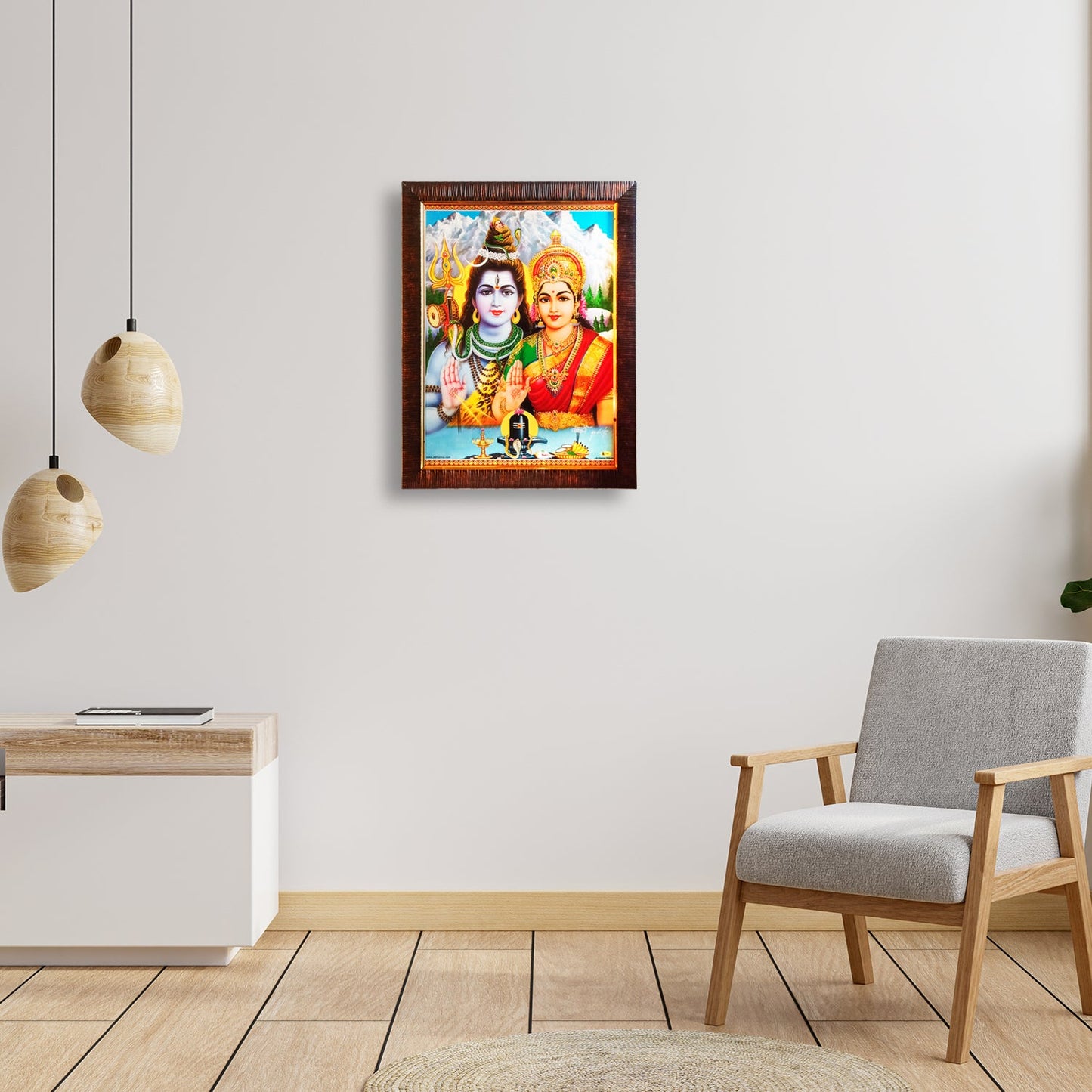 Lord Shiva Maa Parvati Photo Frame for Temple Home Office (10 Inches * 12.5 inches)