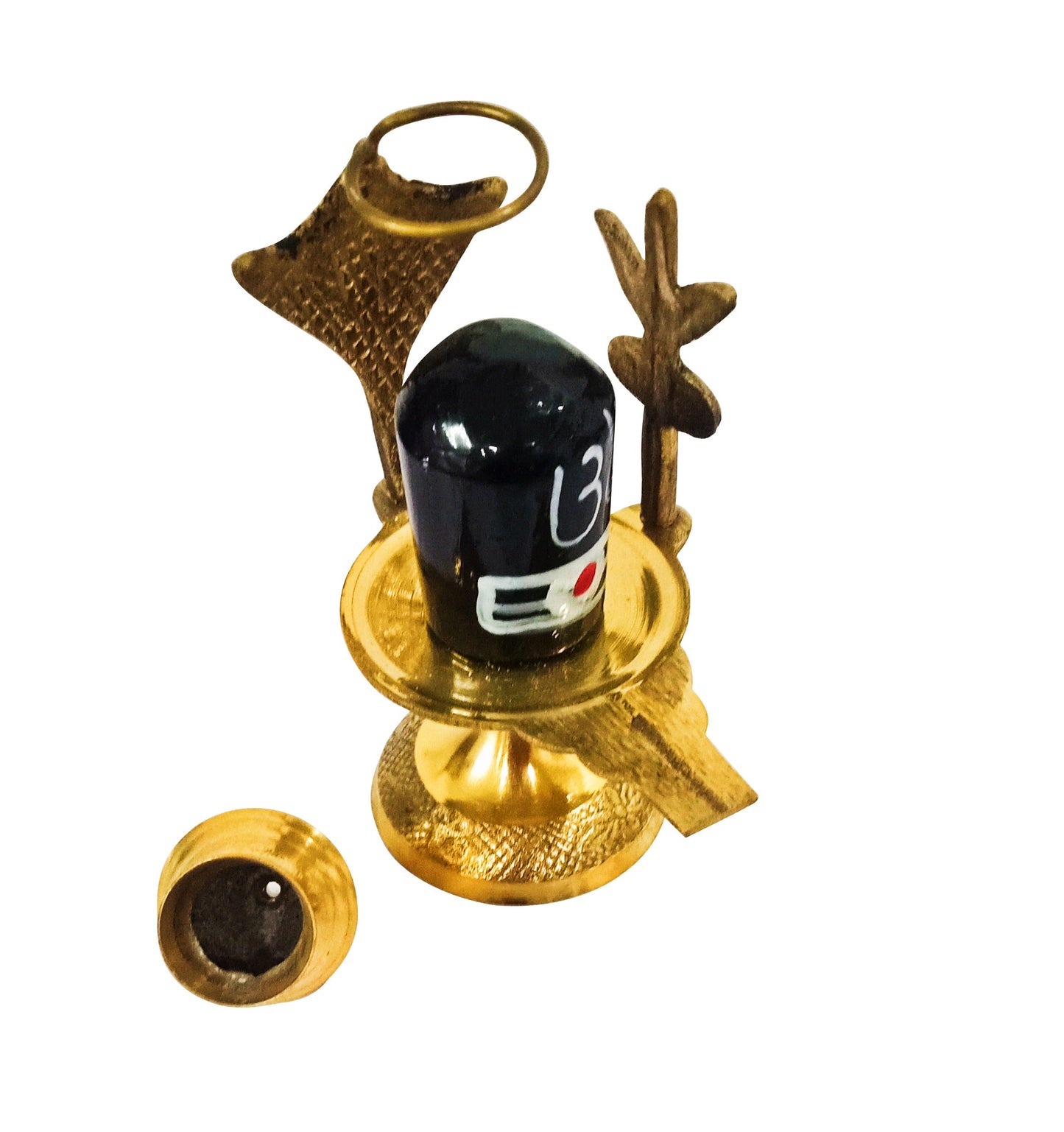 Lord Shiva Brass Shiva Lingam Abhishek Patra with Trishul and Nag for Puja Room