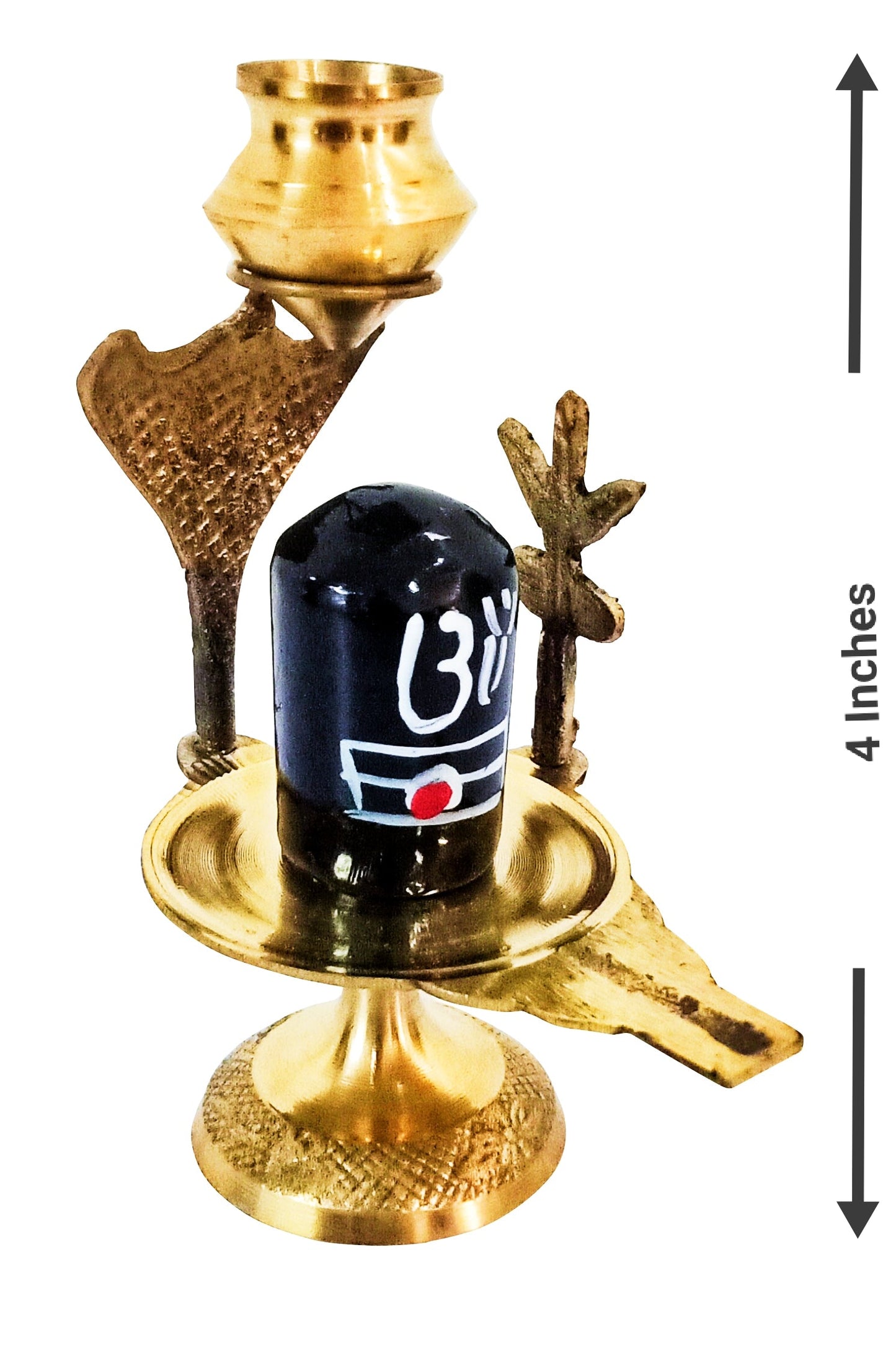 Lord Shiva Brass Shiva Lingam Abhishek Patra with Trishul and Nag for Puja Room