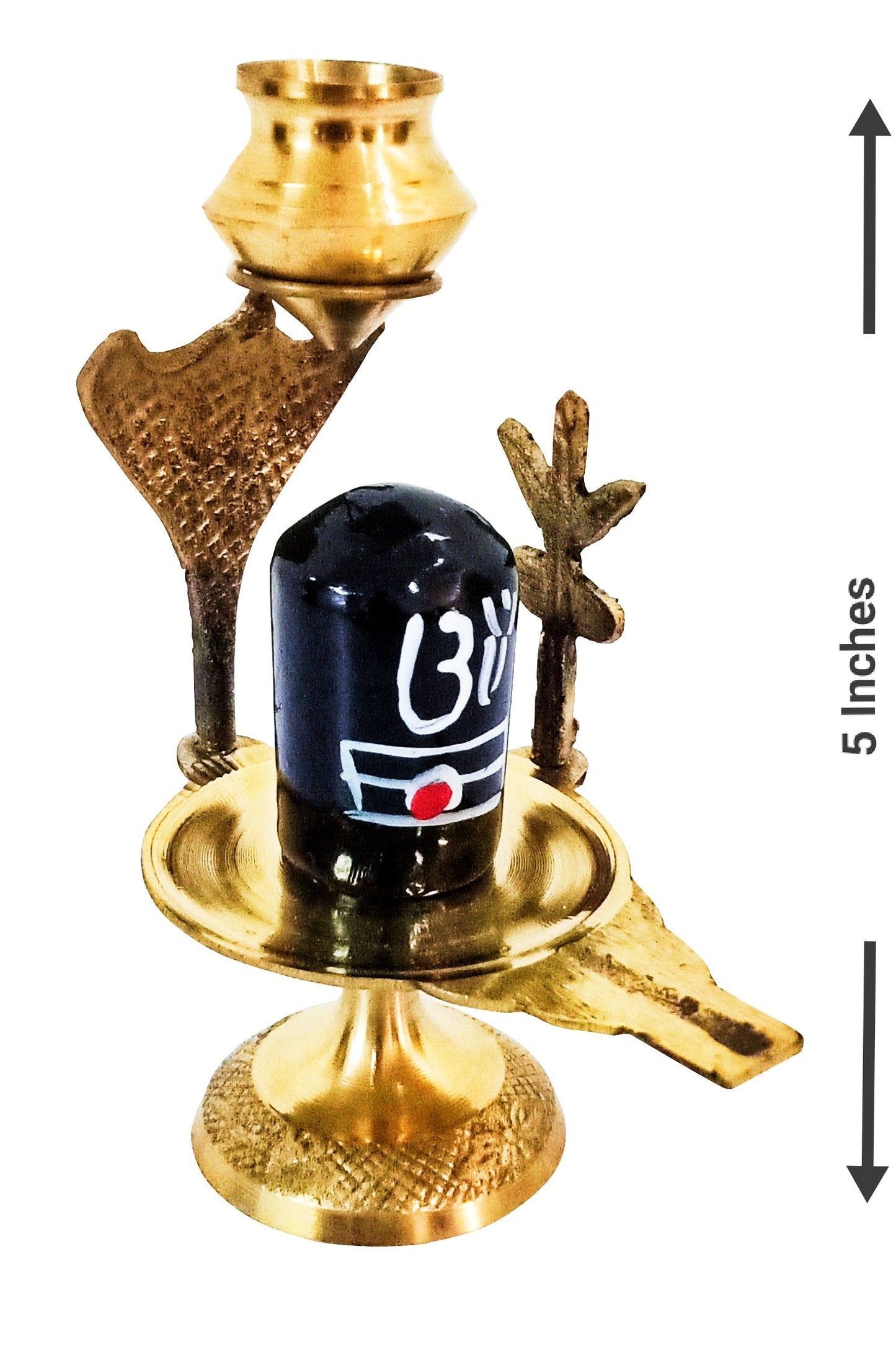 Lord Shiva Brass Shiva Lingam Abhishek Patra with Trishul and Nag for Puja Room