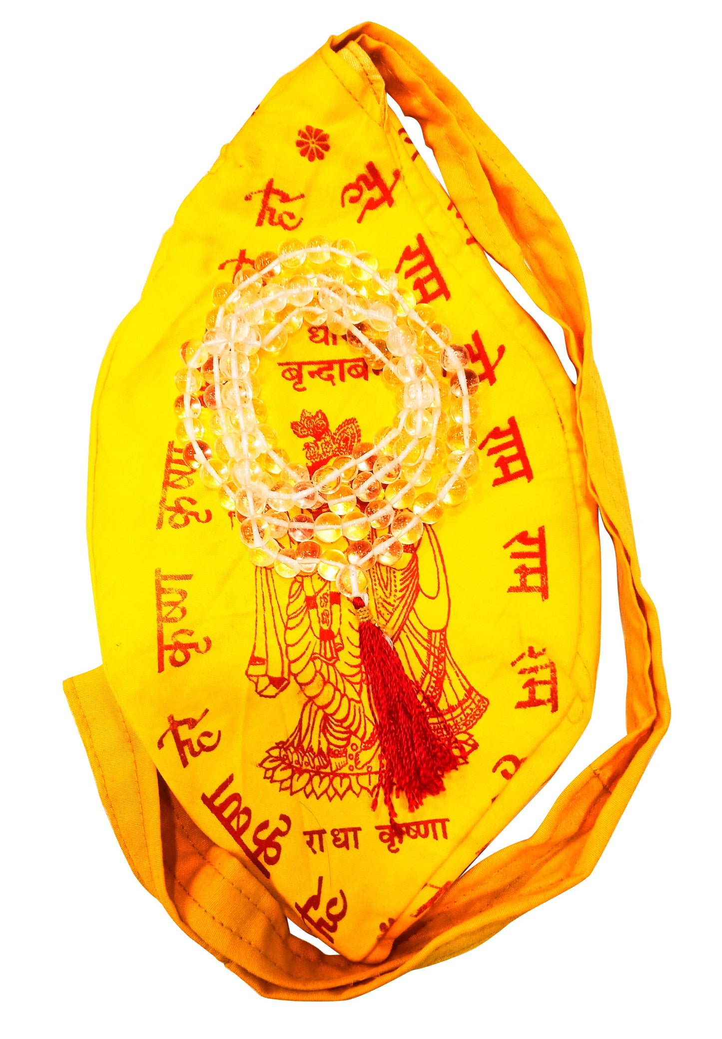 Jaap Mala Sphatik / Quartz Jaap Mala for Pooja with free Gaumukhi Jaap Bag