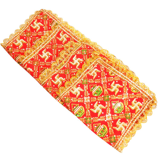 Maata Chunni - Swastik Kalash Print Chunni for All Goddess - Pack of 4 (14 Inches * 9 Inches)