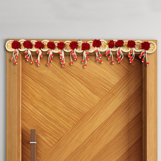 Toran Premium Rose Flower and Pearl Door Hanging/ Bandarwal /Toran for Door (42 Inches)