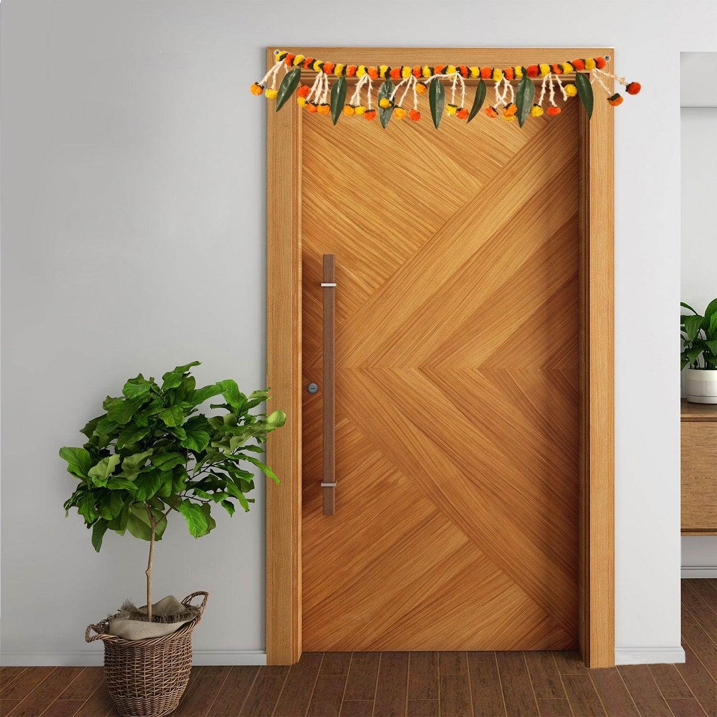 Toran Genda Flower with Mango Leaves Door Hanging/ Bandarwal /Toran for Door (42 Inches)