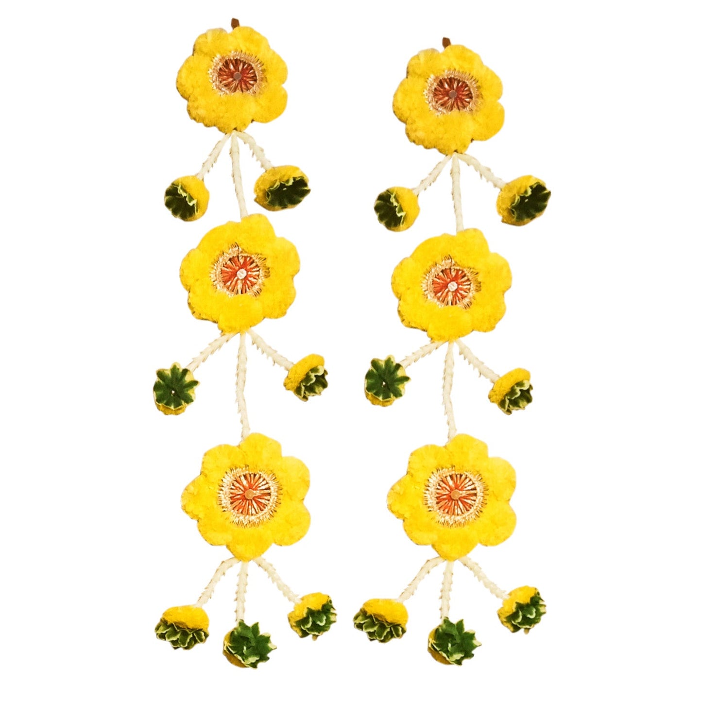 Toran Door Hangings Premium Yellow Flower Side Hangings Latkans for your Door / Pooja Ghar (36 Inches)